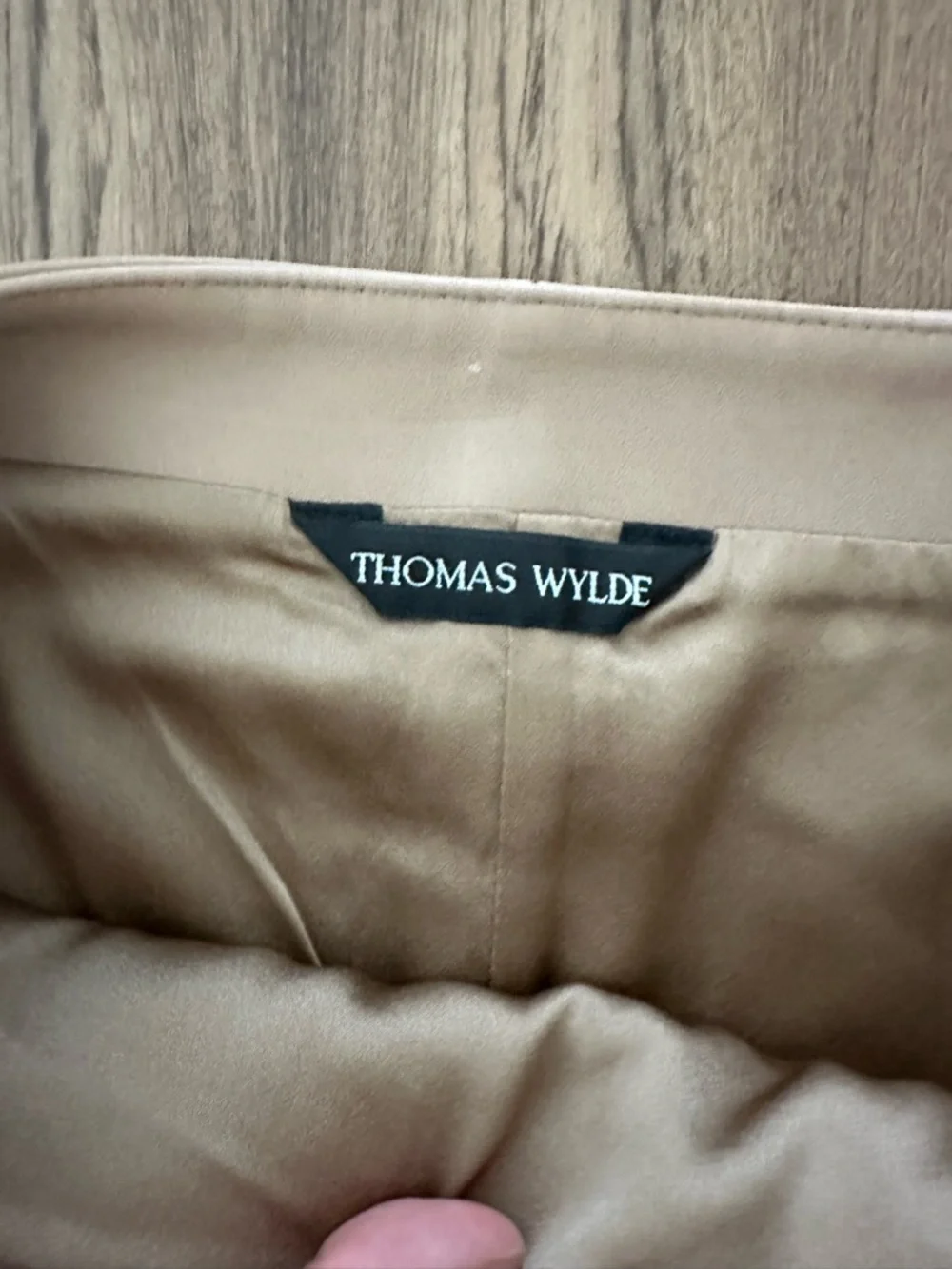 Thomas Wylde Taupe Mini Skirt with Subtle Sheen - Picture 2 of 2